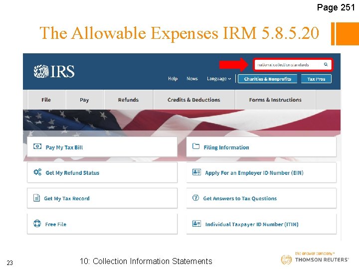 Page 251 The Allowable Expenses IRM 5. 8. 5. 20 23 10: Collection Information