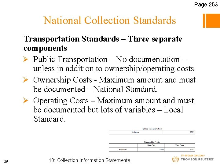 Page 253 National Collection Standards Transportation Standards – Three separate components Ø Public Transportation