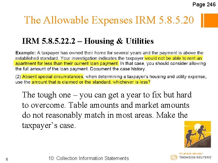 Page 246 The Allowable Expenses IRM 5. 8. 5. 20 IRM 5. 8. 5.