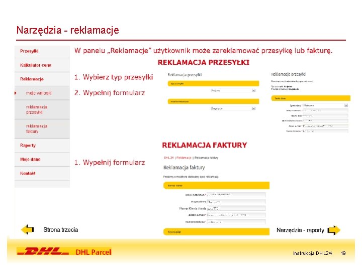 Narzędzia - reklamacje Instrukcja DHL 24 19 