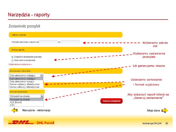 Narzędzia - raporty Instrukcja DHL 24 20 