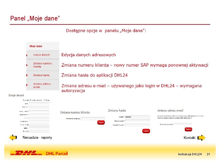 Panel „Moje dane” Instrukcja DHL 24 21 
