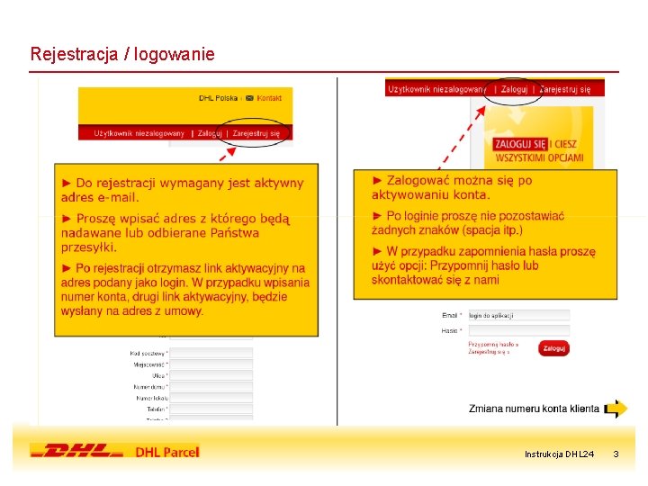 Rejestracja / logowanie Instrukcja DHL 24 3 