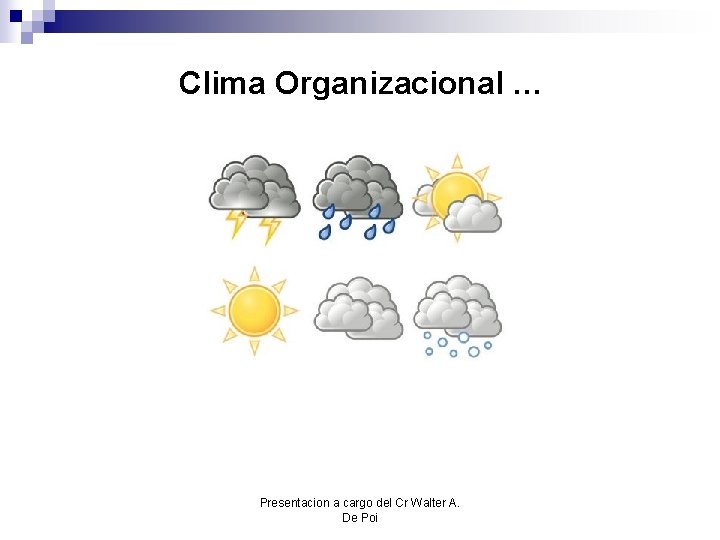 Clima Organizacional … Presentacion a cargo del Cr Walter A. De Poi 