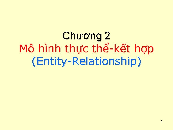 Chương 2 Mô hình thực thể-kết hợp (Entity-Relationship) 1 