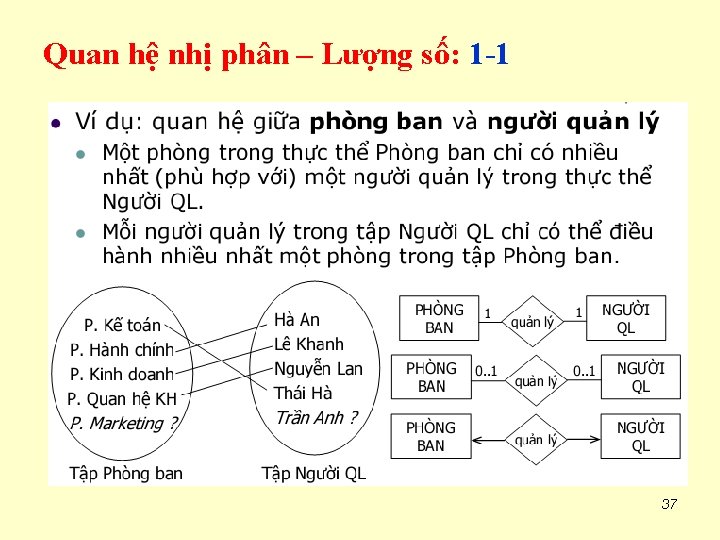 Quan hệ nhị phân – Lượng số: 1 -1 37 