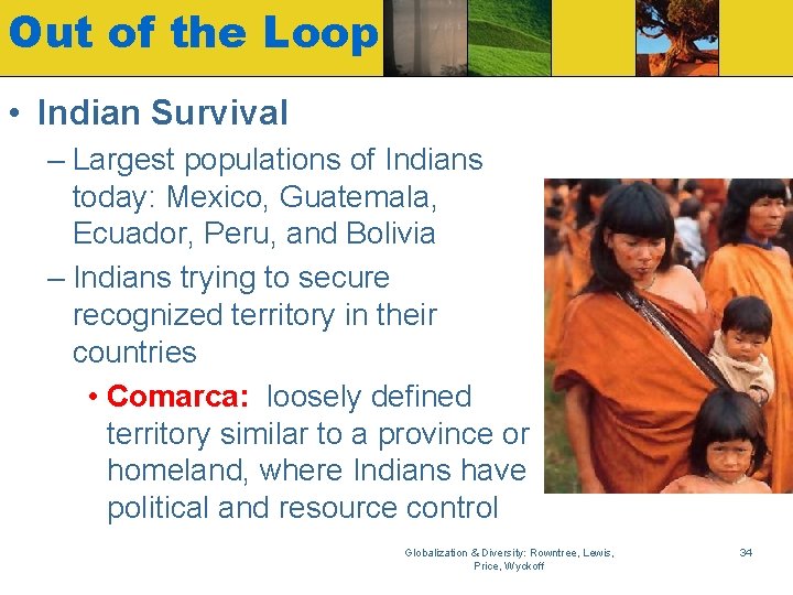 Out of the Loop • Indian Survival – Largest populations of Indians today: Mexico,