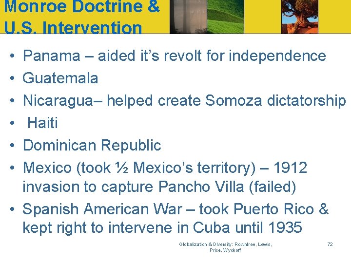Monroe Doctrine & U. S. Intervention • • • Panama – aided it’s revolt