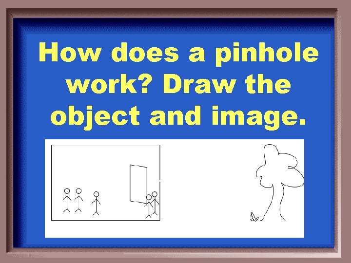 How does a pinhole work? Draw the object and image. 