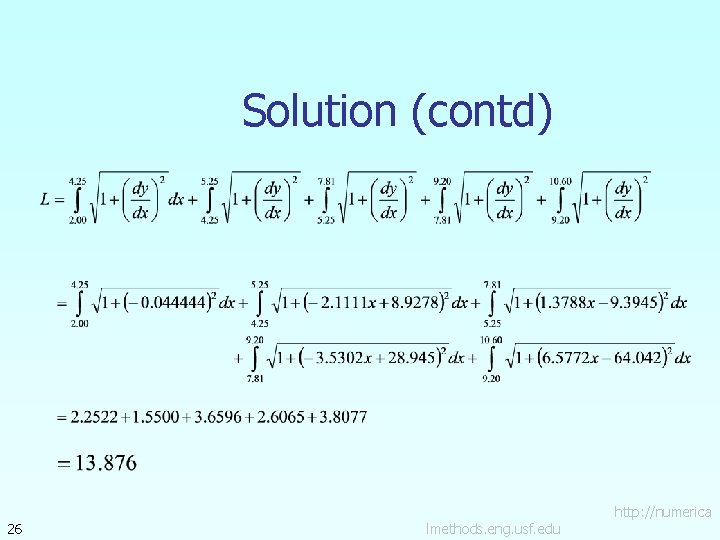 Solution (contd) 26 lmethods. eng. usf. edu http: //numerica 