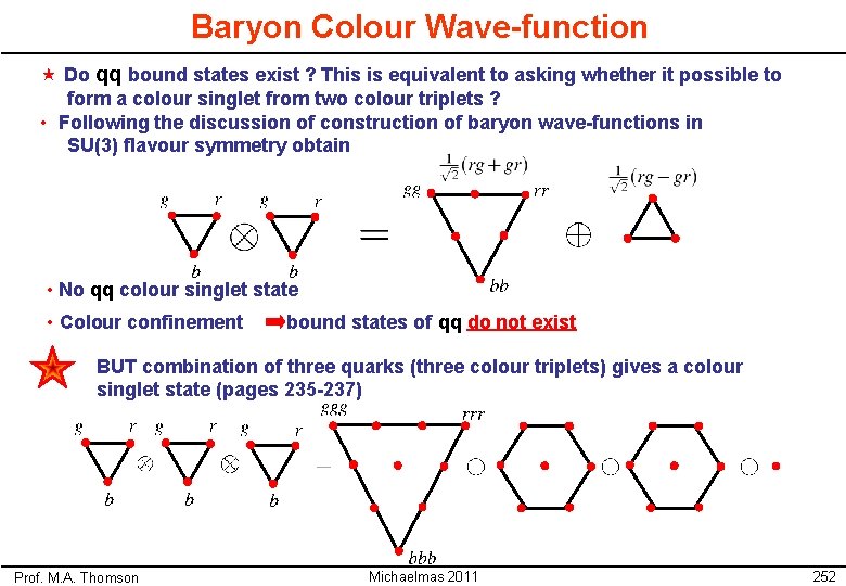 Baryon Colour Wave-function « Do qq bound states exist ? This is equivalent to