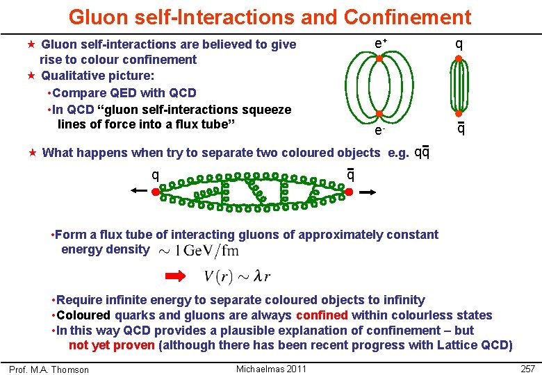 Gluon self-Interactions and Confinement « Gluon self-interactions are believed to give rise to colour