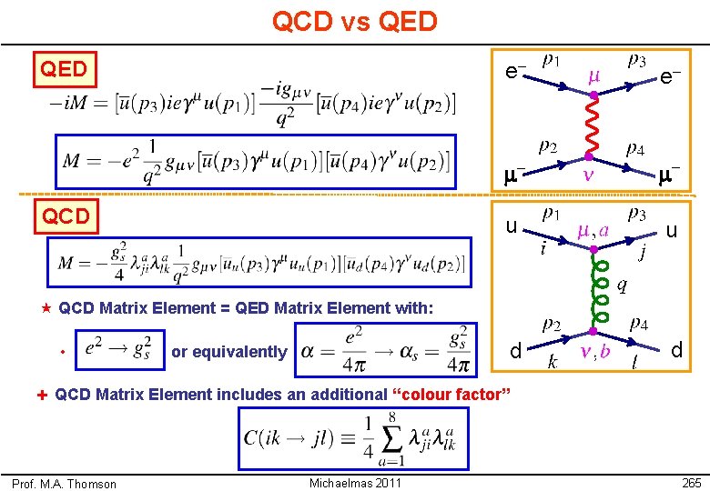 QCD vs QED QCD e– e– m– m– u u d d « QCD