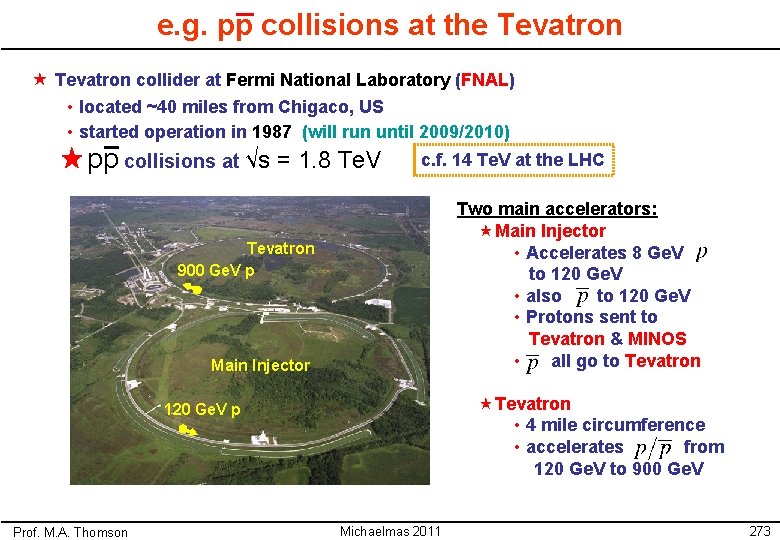 e. g. pp collisions at the Tevatron « Tevatron collider at Fermi National Laboratory