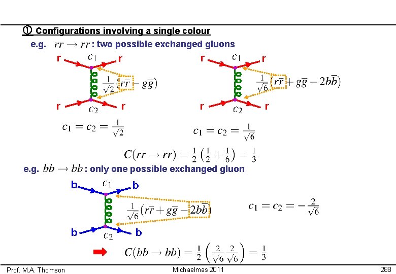  Configurations involving a single colour e. g. : two possible exchanged gluons r