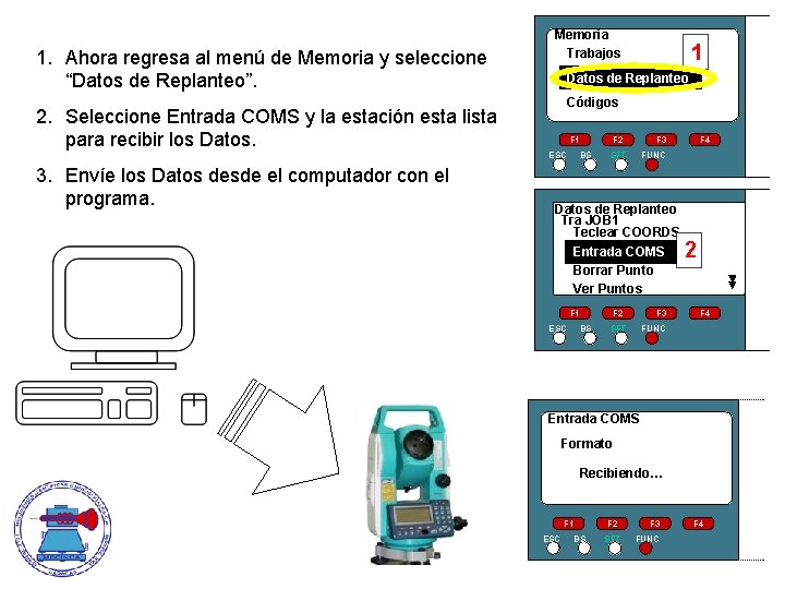 1. Ahora regresa al menú de Memoria y seleccione “Datos de Replanteo”. Memoria Trabajos