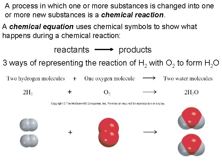 A process in which one or more substances is changed into one or more