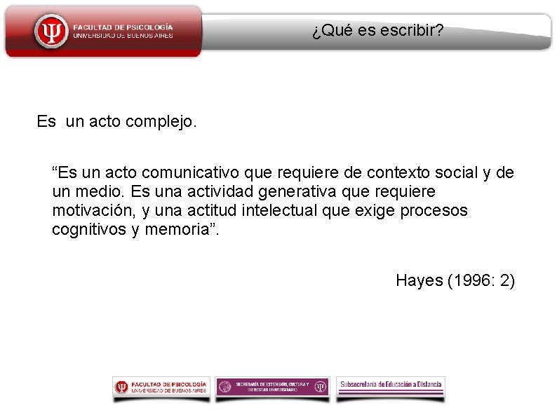 ¿Qué es escribir? Es un acto complejo. “Es un acto comunicativo que requiere de