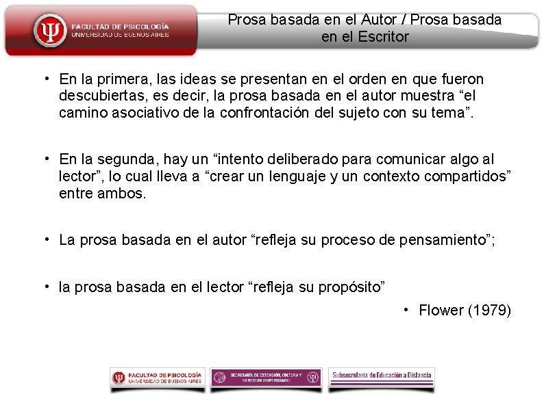 Prosa basada en el Autor / Prosa basada en el Escritor • En la