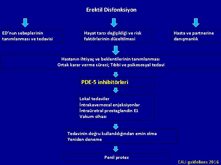 Erektil Disfonksiyon ED’nun sebeplerinin tanımlanması ve tedavisi Hayat tarzı değişikliği ve risk faktörlerinin düzeltilmesi