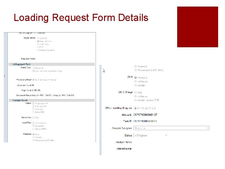 Loading Request Form Details 