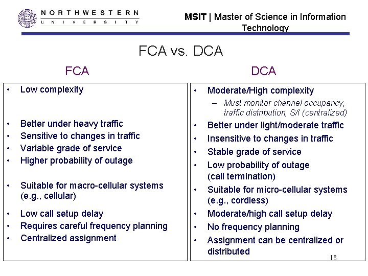 MSIT | Master of Science in Information Technology FCA vs. DCA FCA • Low MSIT | Master of Science in Information Technology FCA vs. DCA FCA • Low