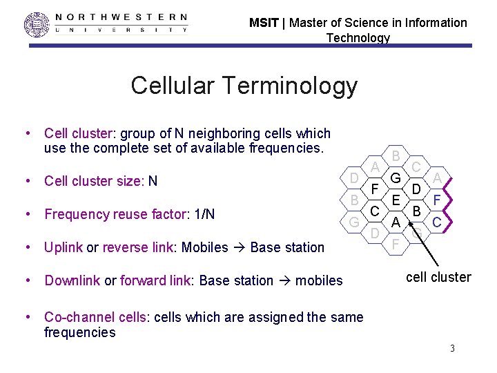 MSIT | Master of Science in Information Technology Cellular Terminology • Cell cluster: group MSIT | Master of Science in Information Technology Cellular Terminology • Cell cluster: group