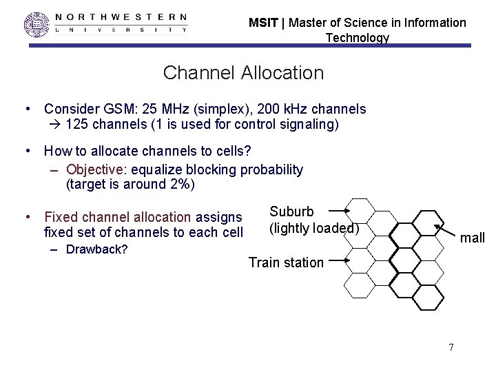 MSIT | Master of Science in Information Technology Channel Allocation • Consider GSM: 25 MSIT | Master of Science in Information Technology Channel Allocation • Consider GSM: 25