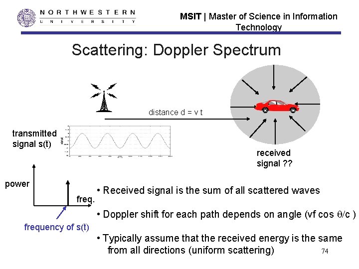 MSIT | Master of Science in Information Technology Scattering: Doppler Spectrum distance d = MSIT | Master of Science in Information Technology Scattering: Doppler Spectrum distance d =