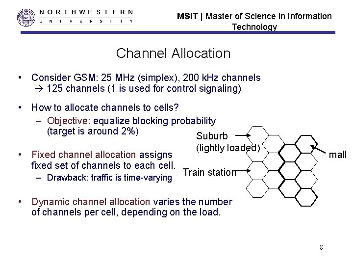 MSIT | Master of Science in Information Technology Channel Allocation • Consider GSM: 25 MSIT | Master of Science in Information Technology Channel Allocation • Consider GSM: 25
