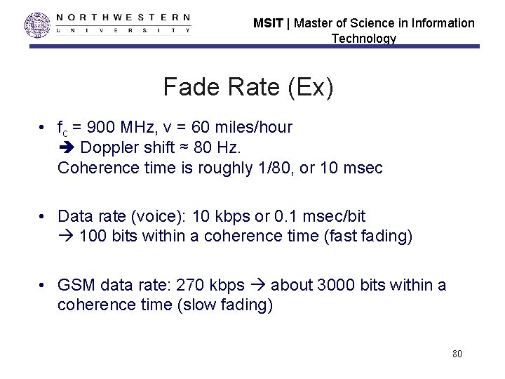 MSIT | Master of Science in Information Technology Fade Rate (Ex) • fc = MSIT | Master of Science in Information Technology Fade Rate (Ex) • fc =