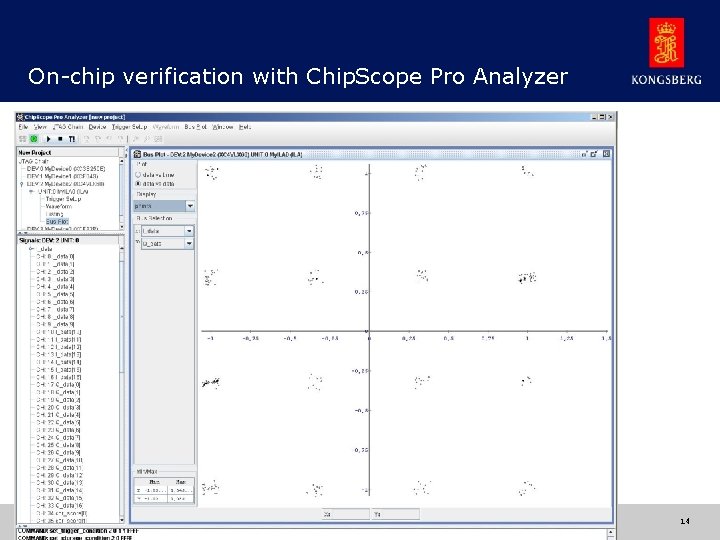 On-chip verification with Chip. Scope Pro Analyzer © KONGSBERG 26 August 2003 14 
