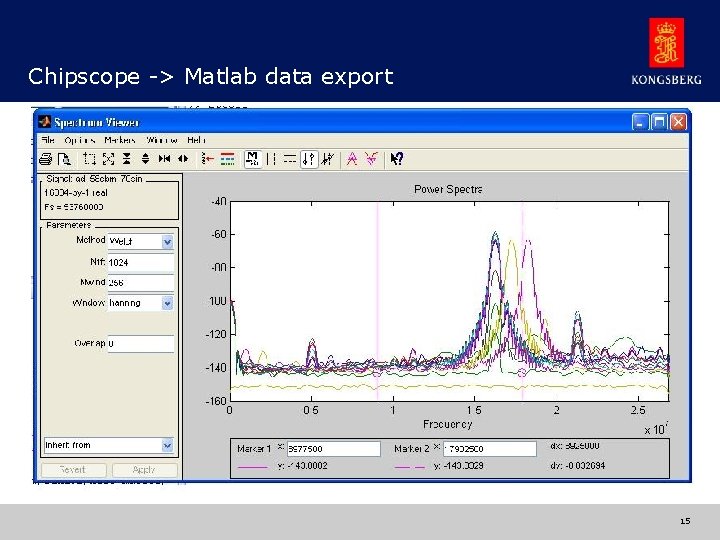 Chipscope -> Matlab data export © KONGSBERG 26 August 2003 15 