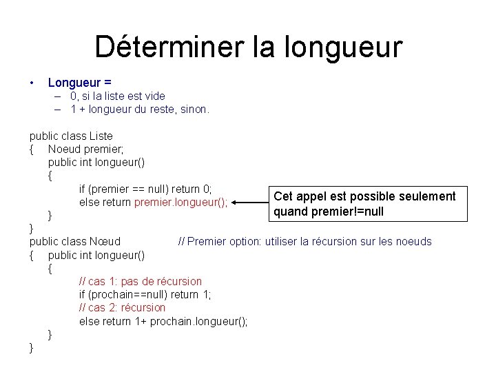 Déterminer la longueur • Longueur = – 0, si la liste est vide – Déterminer la longueur • Longueur = – 0, si la liste est vide –