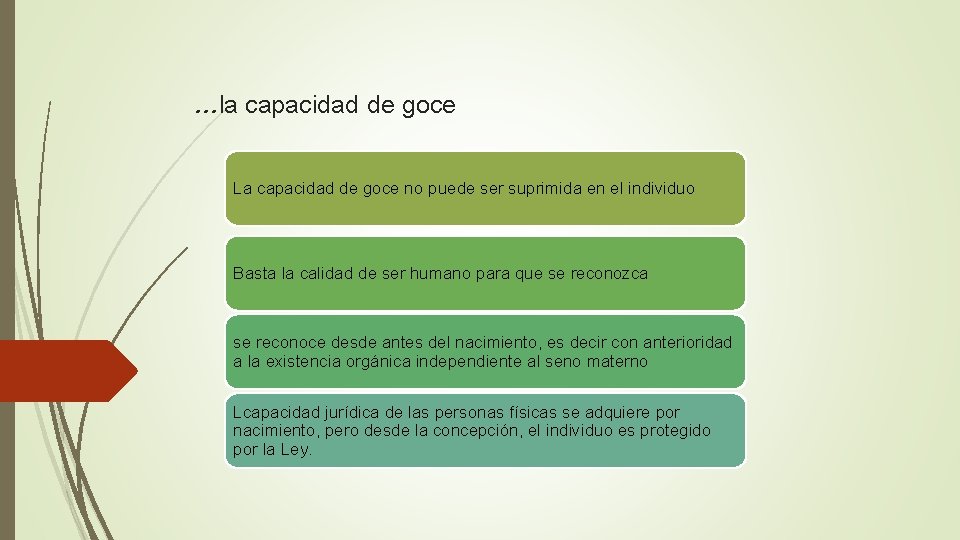  …la capacidad de goce La capacidad de goce no puede ser suprimida en