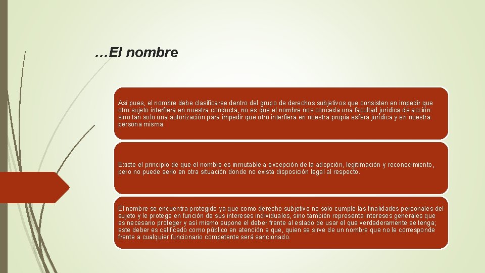 …El nombre Así pues, el nombre debe clasificarse dentro del grupo de derechos subjetivos