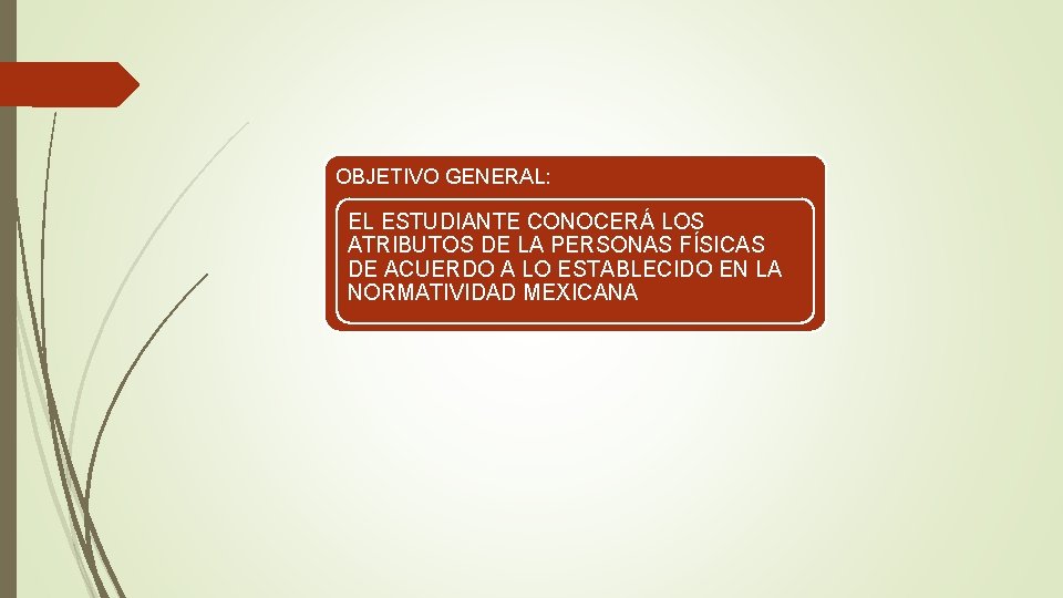 OBJETIVO GENERAL: EL ESTUDIANTE CONOCERÁ LOS ATRIBUTOS DE LA PERSONAS FÍSICAS DE ACUERDO A