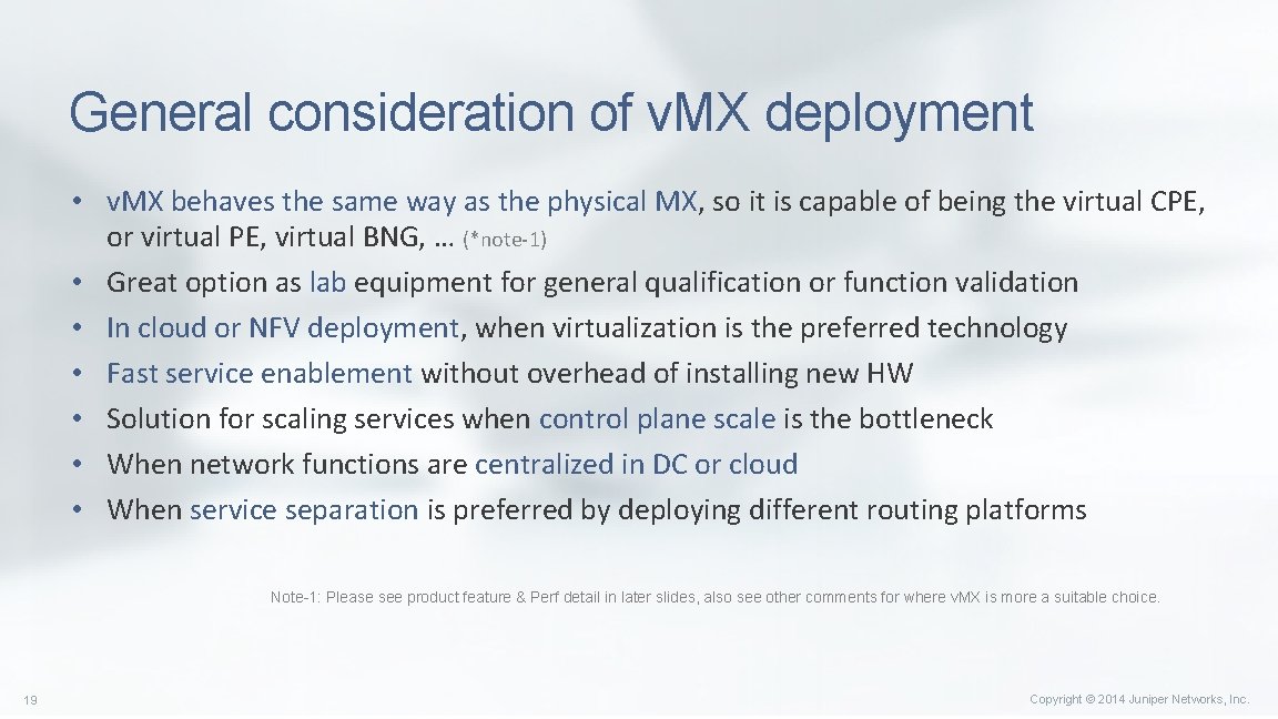 General consideration of v. MX deployment • v. MX behaves the same way as General consideration of v. MX deployment • v. MX behaves the same way as