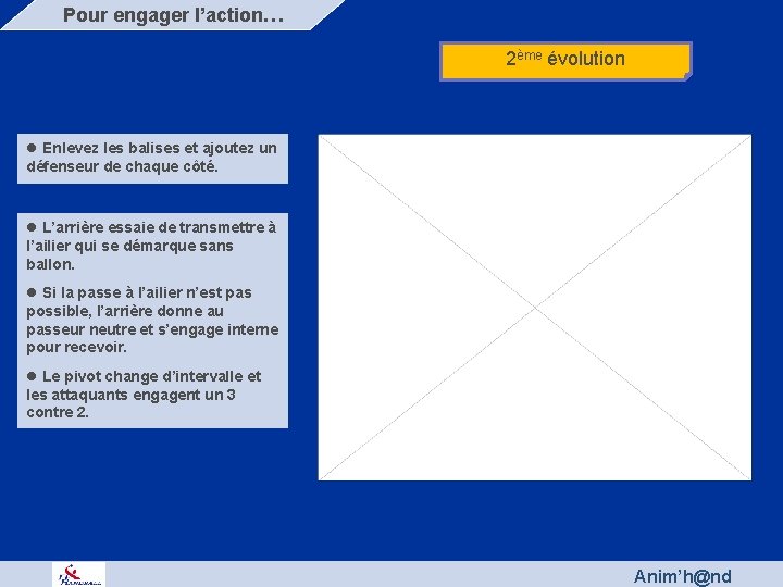 Pour engager l’action… 2ème évolution l Enlevez les balises et ajoutez un défenseur de