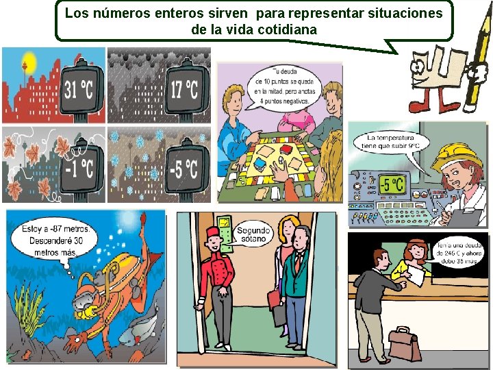 Los números enteros sirven para representar situaciones de la vida cotidiana 