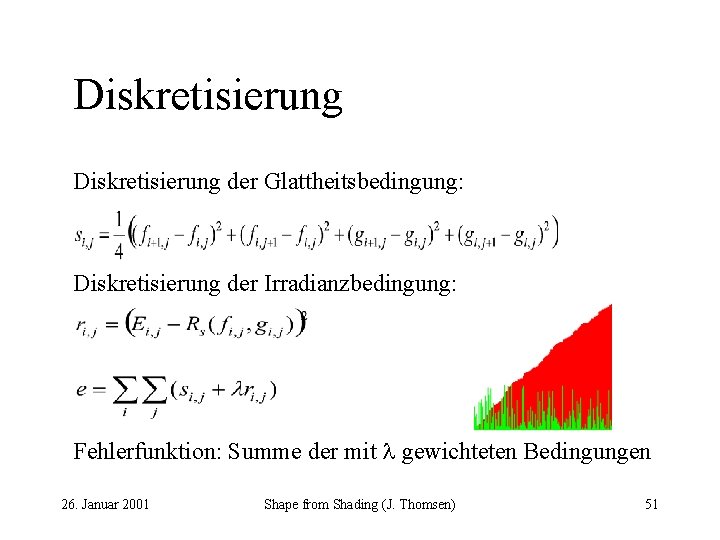 Diskretisierung der Glattheitsbedingung: Diskretisierung der Irradianzbedingung: Fehlerfunktion: Summe der mit l gewichteten Bedingungen 26.