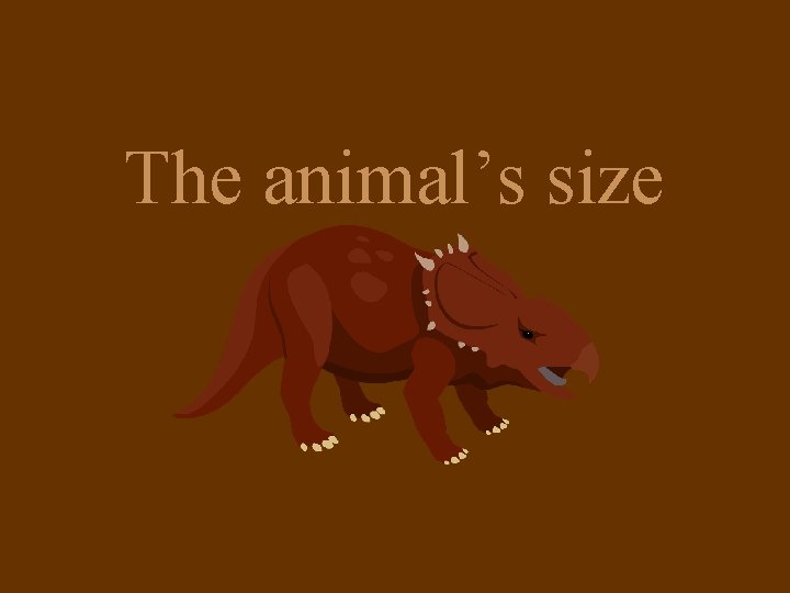 The animal’s size 