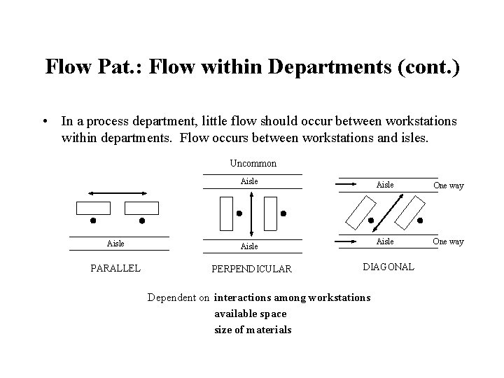 Flow Pat. : Flow within Departments (cont. ) • In a process department, little