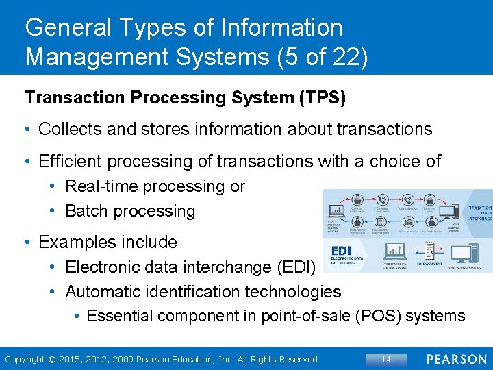 General Types of Information Management Systems (5 of 22) Transaction Processing System (TPS) •
