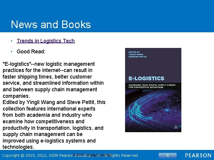 News and Books • Trends in Logistics Tech • Good Read: "E-logistics"--new logistic management