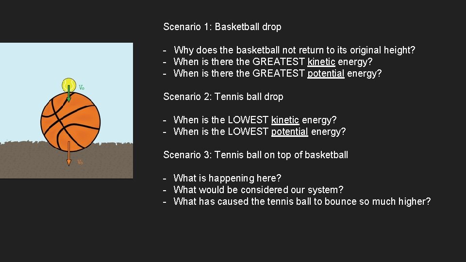 Scenario 1: Basketball drop - Why does the basketball not return to its original