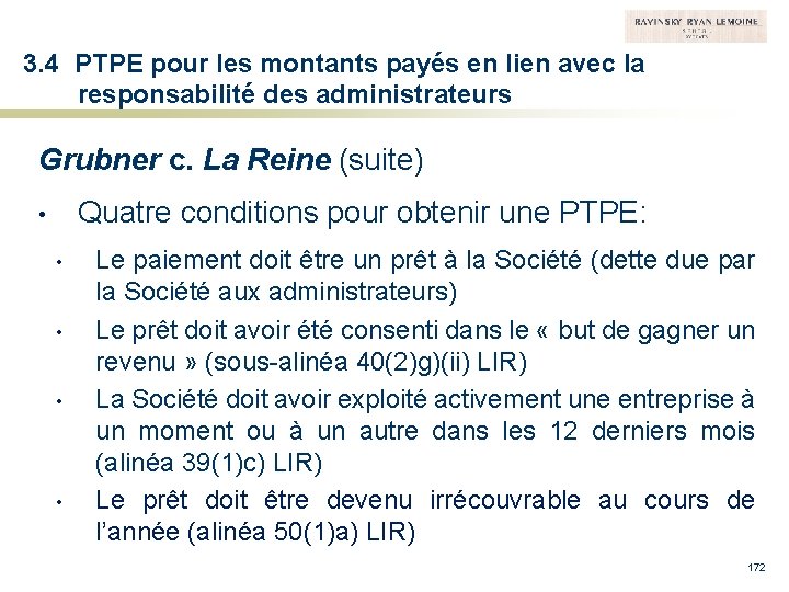 3. 4 PTPE pour les montants payés en lien avec la responsabilité des administrateurs