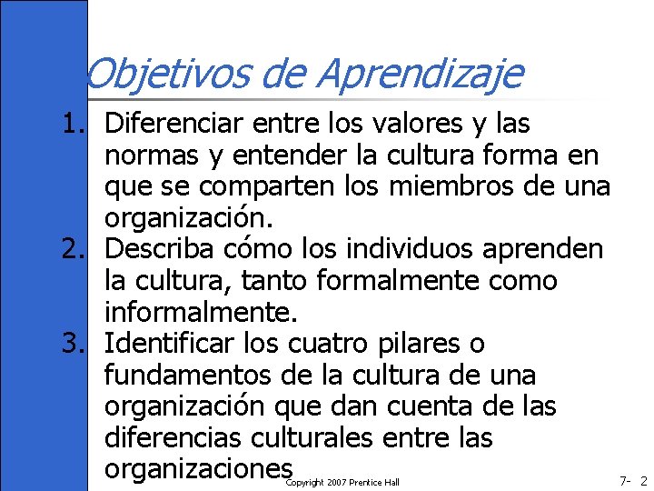 Objetivos de Aprendizaje 1. Diferenciar entre los valores y las normas y entender la Objetivos de Aprendizaje 1. Diferenciar entre los valores y las normas y entender la