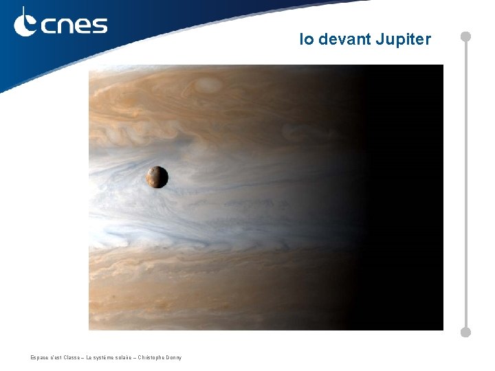 Io devant Jupiter Espace c’est Classe – Le système solaire – Christophe Donny 