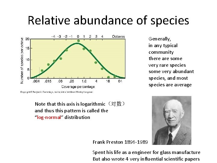Relative abundance of species Generally, in any typical community there are some very rare